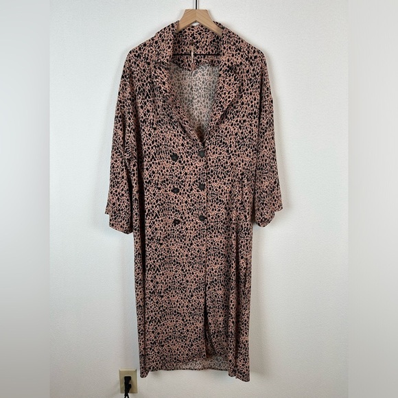 Free People Daria Oversized Leopard Shirt Dress Duster Animal Print XS - Picture 4 of 12